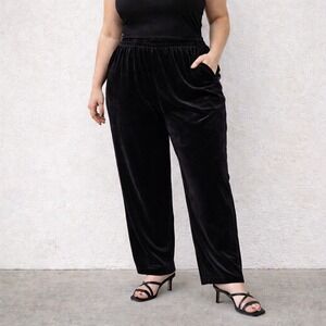 VTG 90s Black Velour Pants 18 Minimalist Dark Academia Soft Goth Chic Luxe Mod